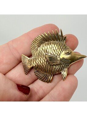 Brass Fish Figurine Nautical Coastal Decor Ocean Animal Collectible